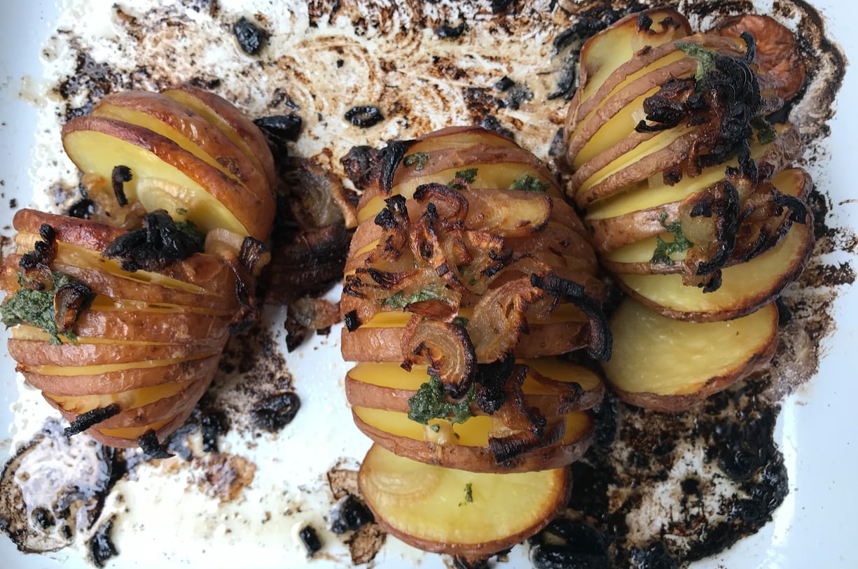 Martha Stewart's hasselback potatoes.