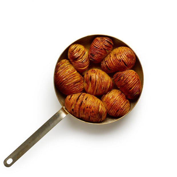 Felicity Cloake's perfect hasselback potatoes.