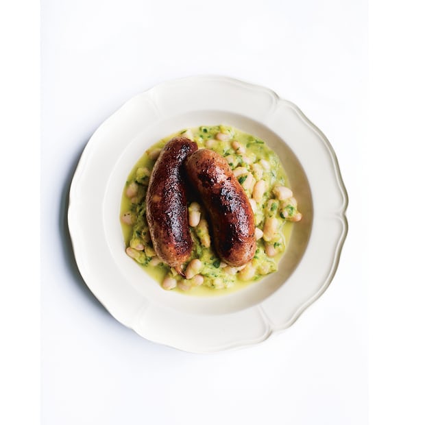 Take comfort: leeks, beans and Italian sausage.