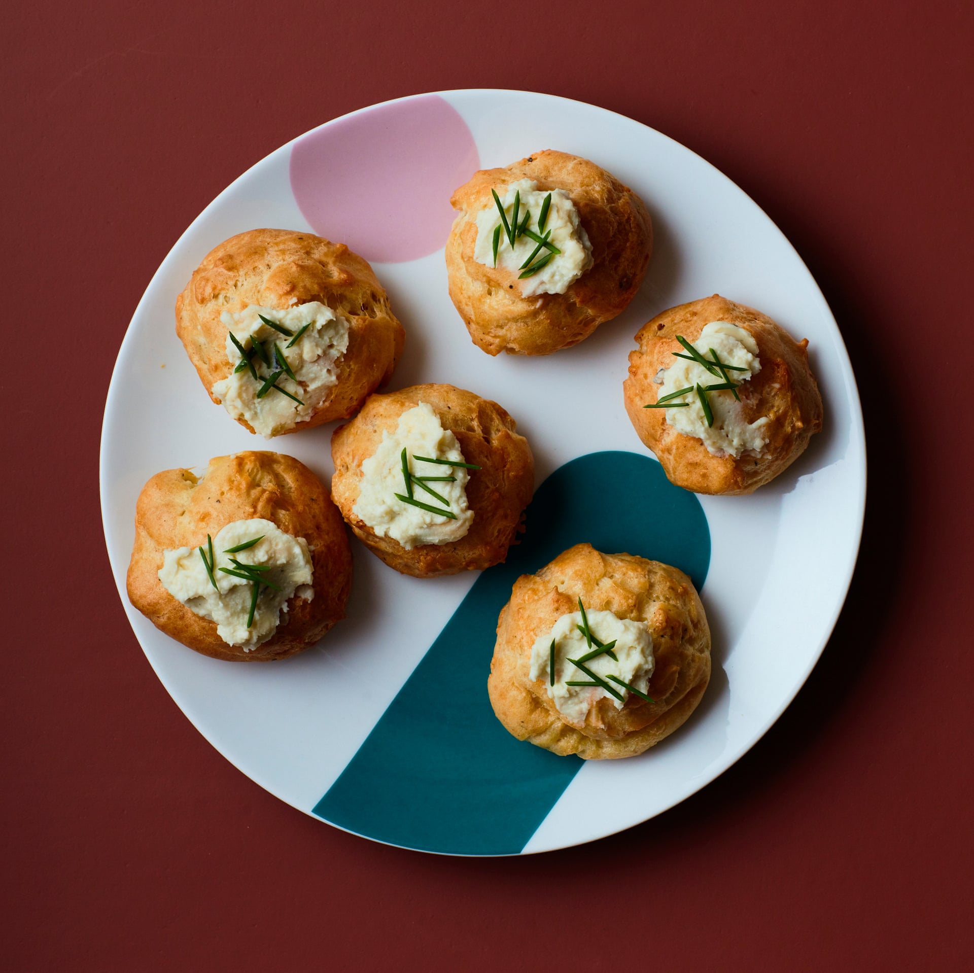 Thomasina Miers' gruyère, red onion and blue cheese gougères.