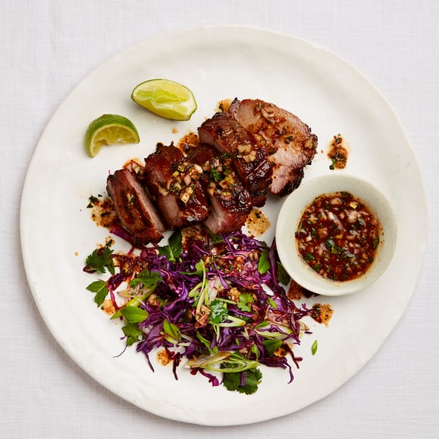 The lean roast: Yotam Ottolenghi's Chinese five-spice pork with parsley and barberry salsa.