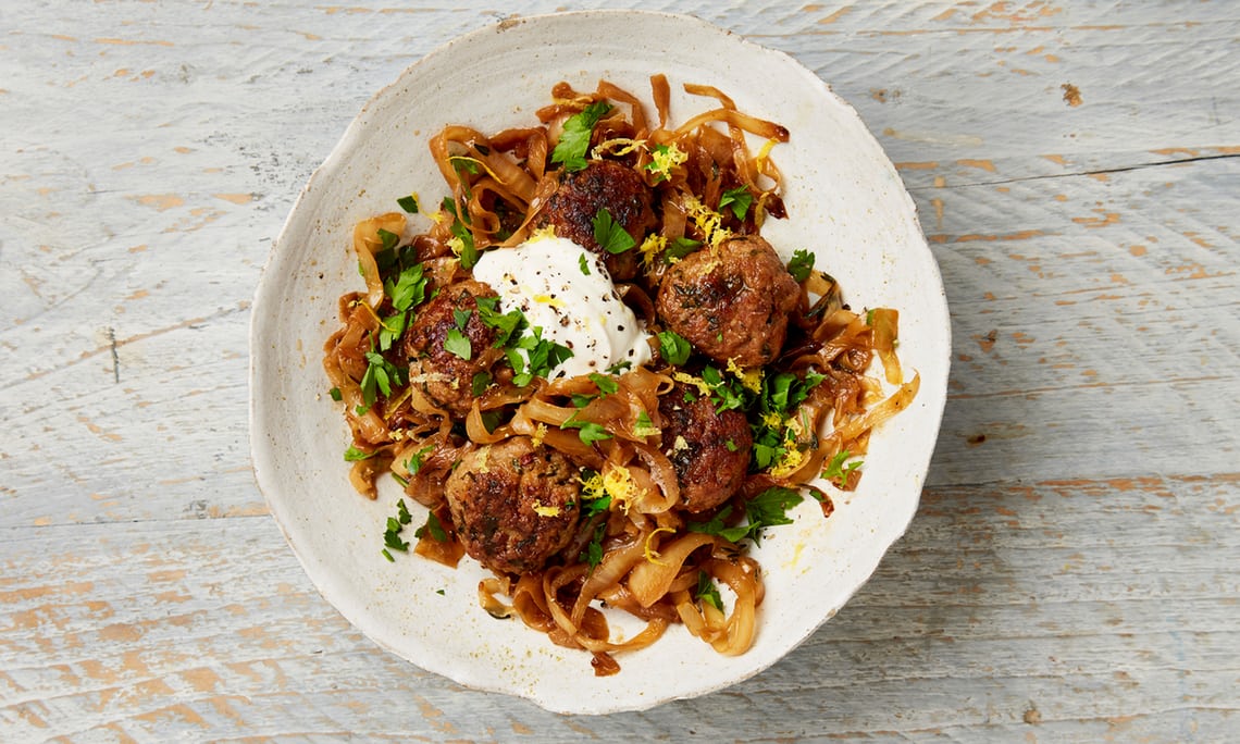 The tangy twist: Yotam Ottolenghi's pork meatballs with caramelised cabbage.